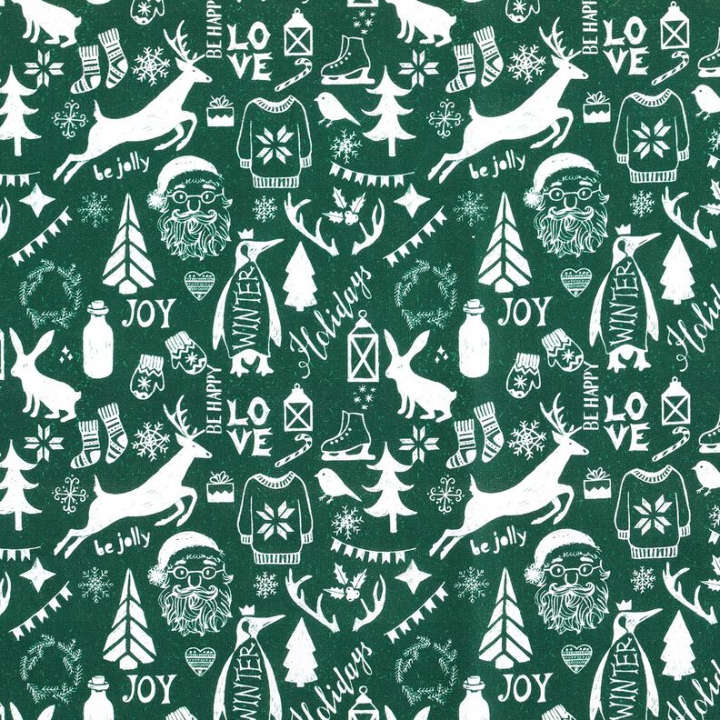 Tissu en coton Cretonne Fête joyeuse – sapin bleu/blanc,  image number 1