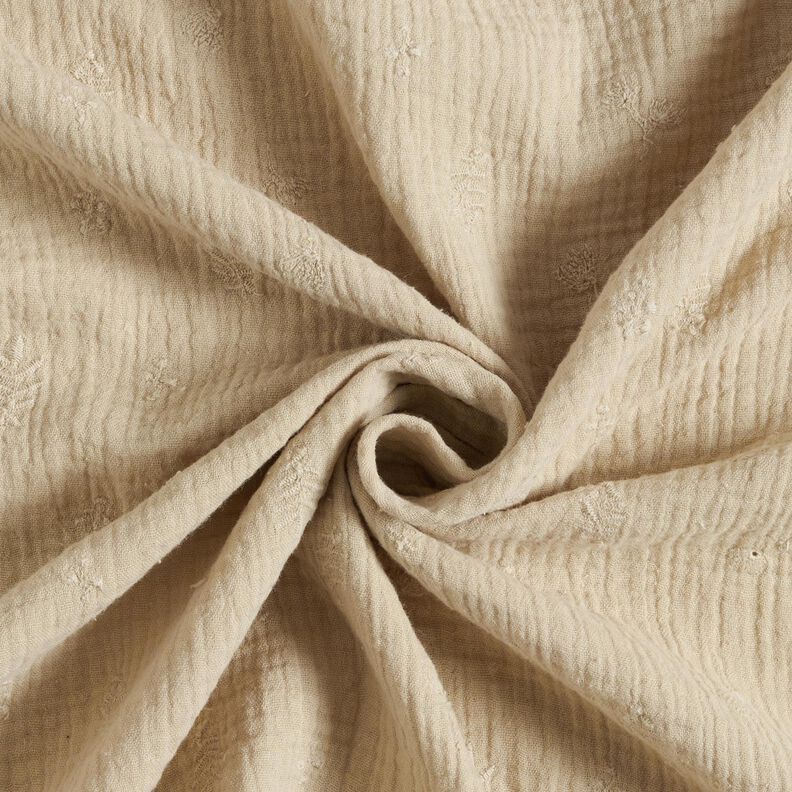 Tissu double gaze de coton broderie fleurs et branches – anémone,  image number 3