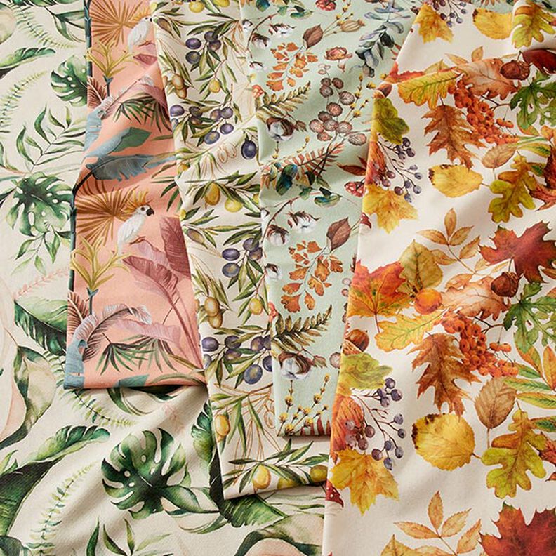 Tissu de décoration Semi-panama feuilles d'automne recyclé – nature,  image number 5