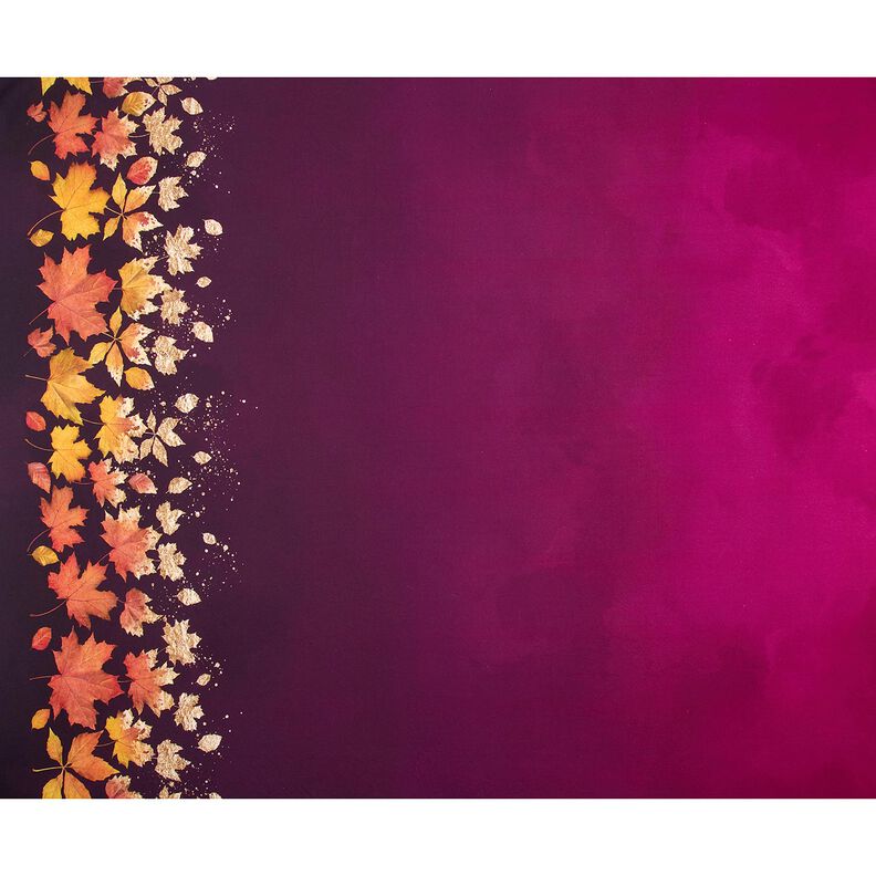 French Terry Tissu bordure feuilles d'érable | Glitzerpüppi – merlot/or ancien,  image number 5