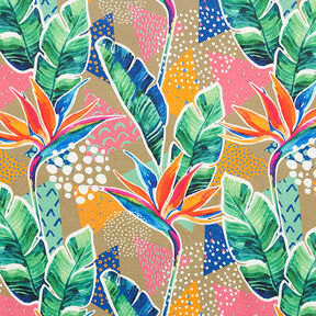 Tissu d’extérieur Canvas Fleurs d’oiseau de paradis – rose vif, 