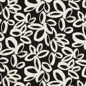 Crêpe de viscose avec fleurs hawaïennes peintes – noir/ivoire, 