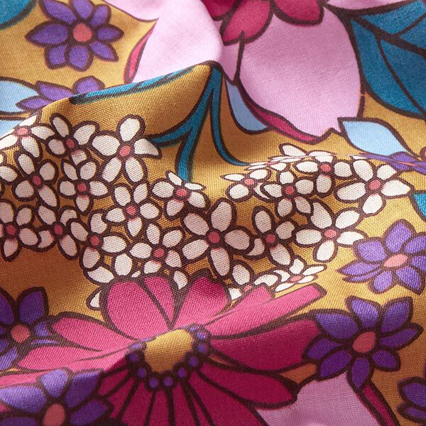 Tissu en coton Cretonne Fleurs en pop-art – cannelle/rose vif,  image number 2