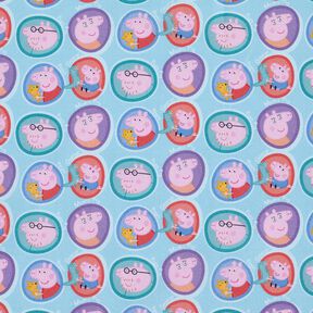 Popeline coton Visages de Peppa Tissu sous licence | ABC Ltd – turquoise clair, 