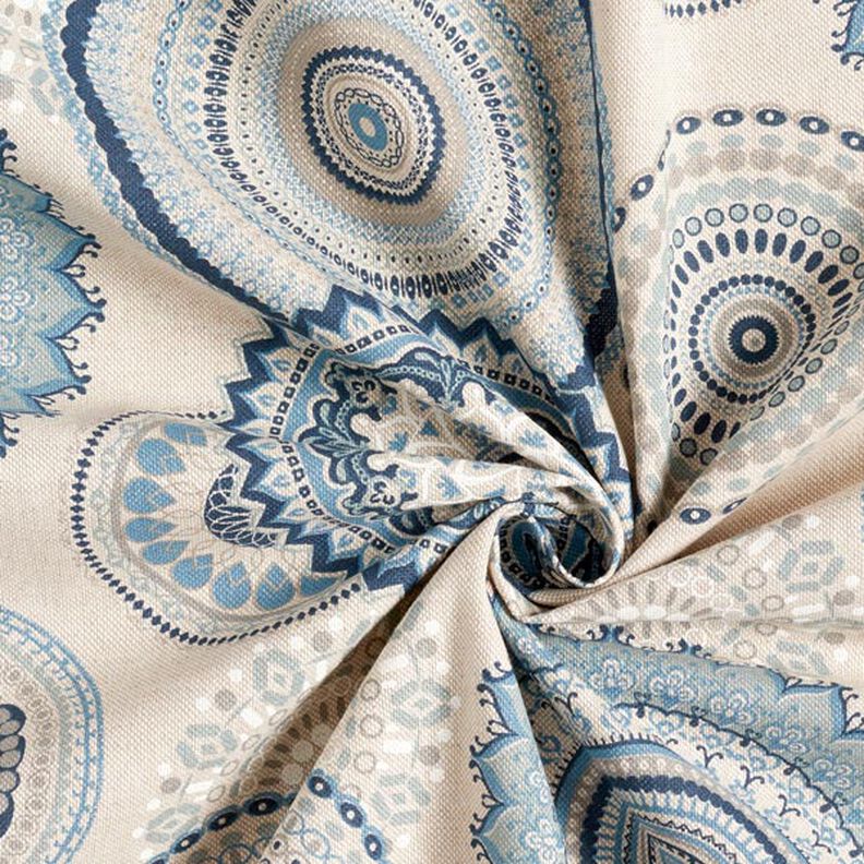 Tissu de décoration Semi-panama Mandala – bleu, image number 3