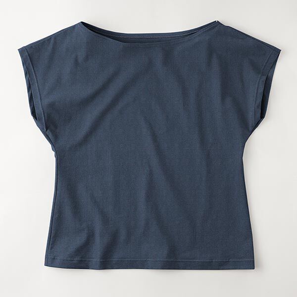 Jersey coton Medium uni – bleu nuit,  image number 8