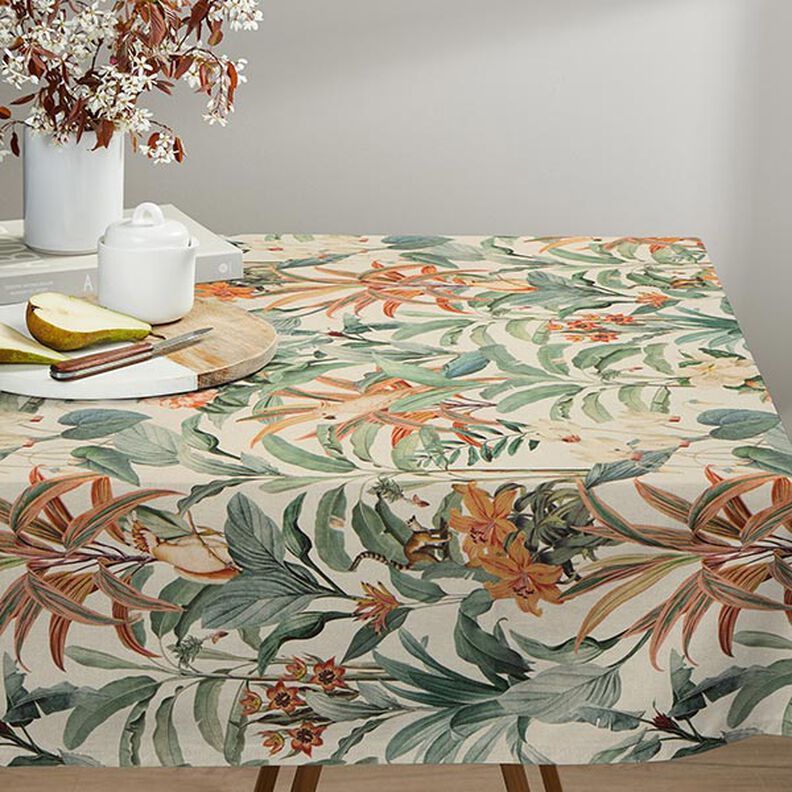 Tissu de décoration Semi-panama perroquet de la jungle – nature/vert, image number 8