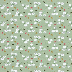 Jersey coton Branches et petits points – roseau, 