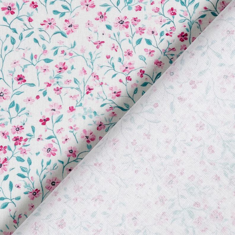 Tissu en coton Popeline jolies petites fleurs – menthe poivrée/violet pastel,  image number 4