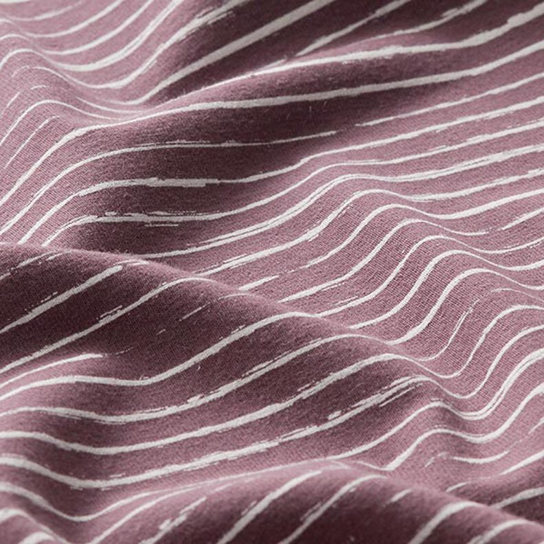 Jersey de coton Rayures en gribouillage – aubergine,  image number 2