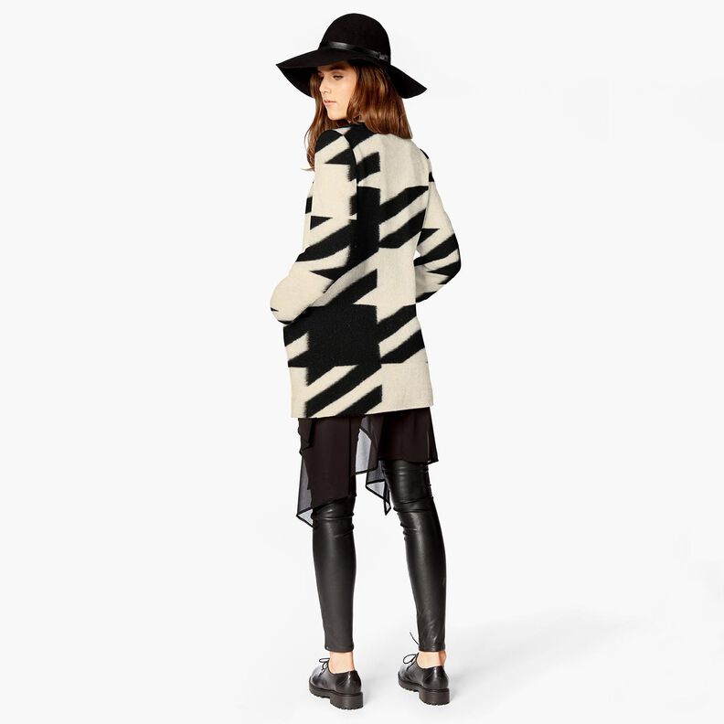 Tricot manteau pied-de-poule grands motifs – noir/écru,  image number 5