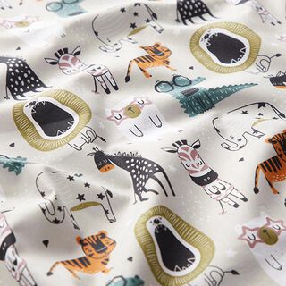 Tissu en coton Cretonne Animaux à lunettes – gris clair, 