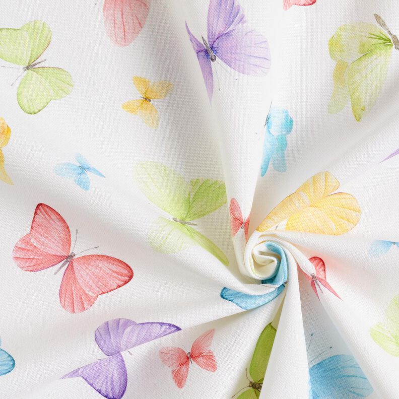 Tissu de décoration Semi-panama Papillons délicats – blanc/vert pastel, image number 3