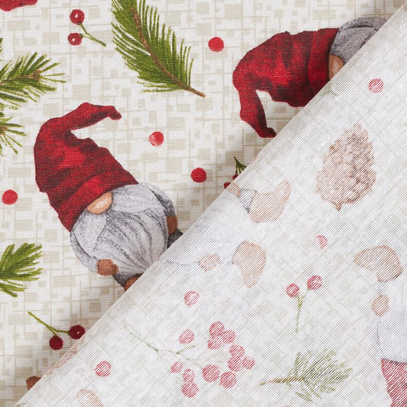 Tissu de décoration Canvas Lutin avec chapeau – beige clair/rouge foncé, image number 4