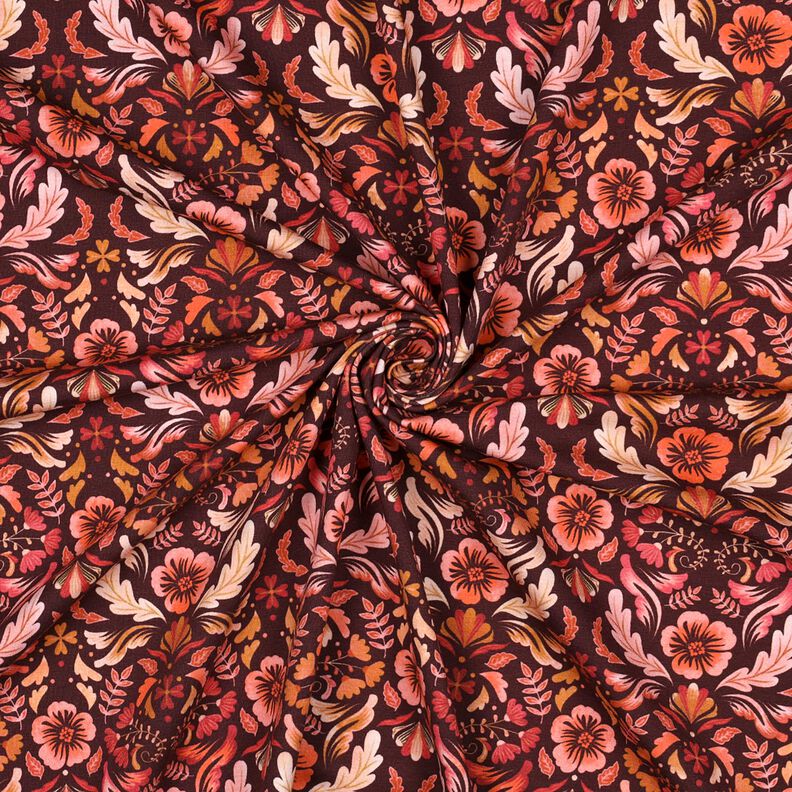 Jersey coton Fleurs Impression numérique – rouge bordeaux,  image number 3