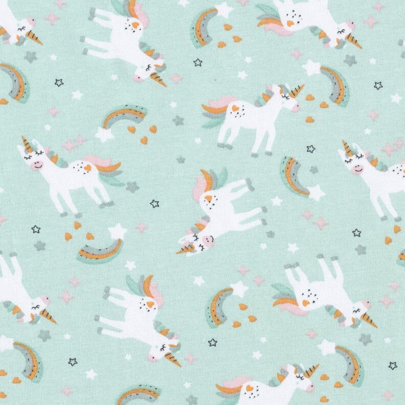 Jersey coton Licorne et arc en ciel – bleu glacier, image number 1