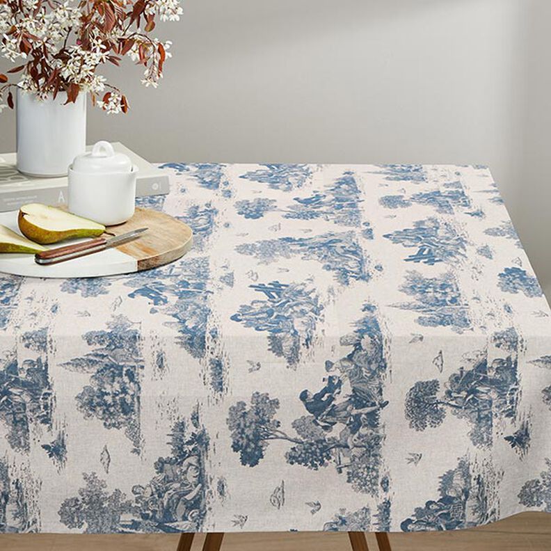 Tissu de décoration Semi-panama Pique-nique de berger – bleu jean/nature,  image number 8