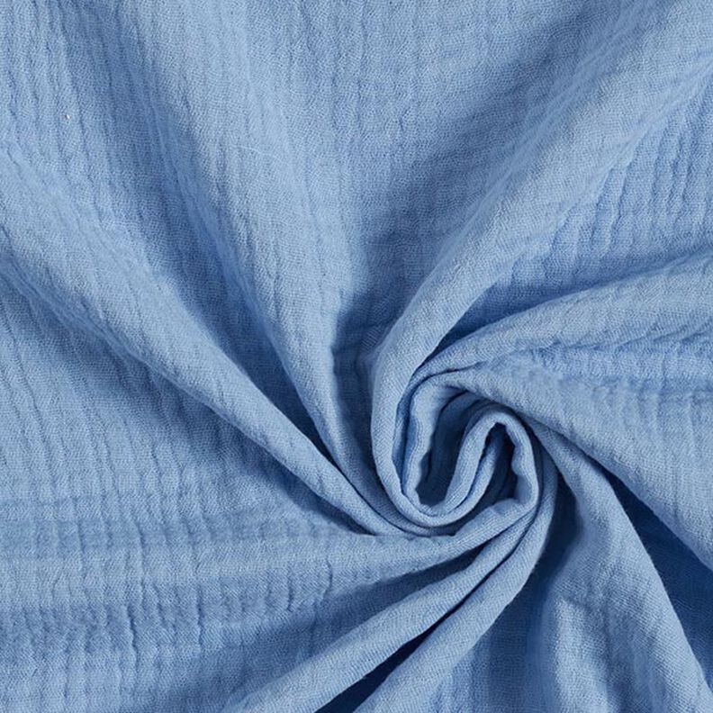 GOTS Tissu triple gaze de coton – bleu acier,  image number 1