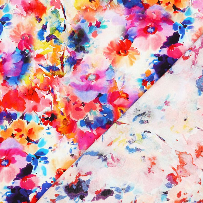 Tissu viscose Impression numérique fleurs colorées à l'aquarelle – rose intense/lilas bleu,  image number 4