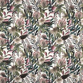 Tissu de d&eacute;coration Canvas fleurs artistiques &ndash; ivoire/pin fonc&eacute;, 