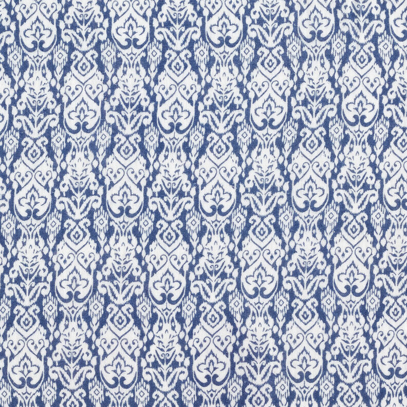Tissu double gaze de coton Motif traditionnel – blanc/indigo,  image number 1
