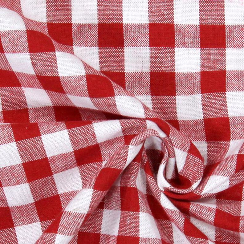 Tissu en coton Vichy à carreaux 1 cm – rouge/blanc,  image number 2