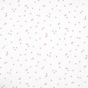 Tissu double gaze de coton Cœurs parsemés – blanc/or rose, 