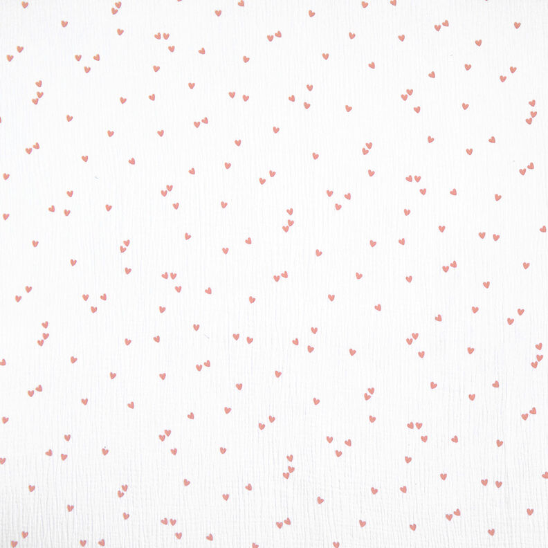 Tissu double gaze de coton Cœurs parsemés – blanc/or rose,  image number 1