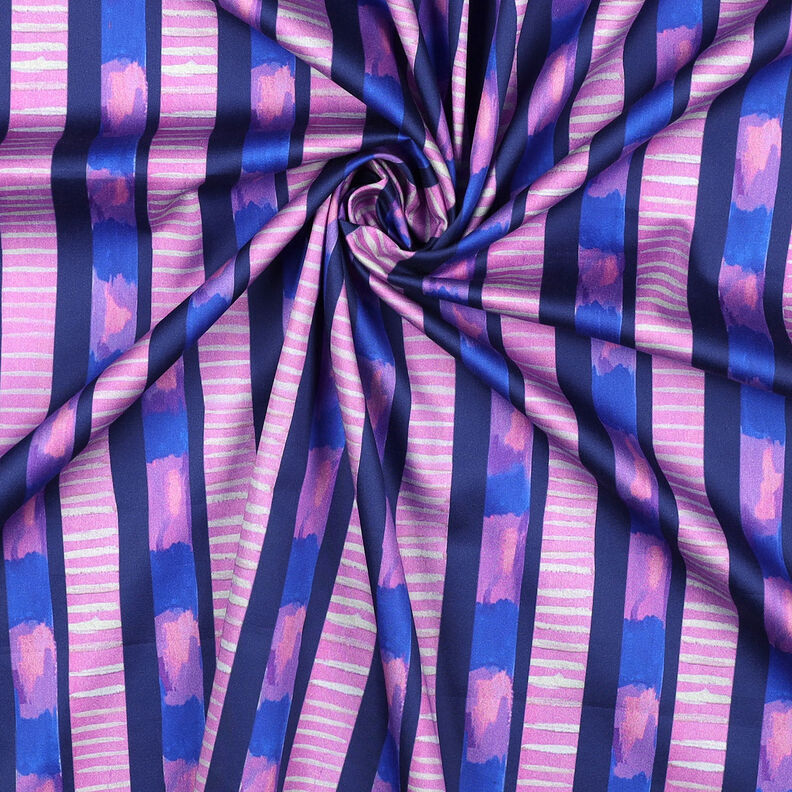 Satin de coton Rayures | Nerida Hansen – bleu marine/rose vif,  image number 4