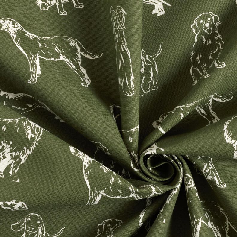 Tissu de décoration Canvas Chiens – pin foncé/crème, image number 3