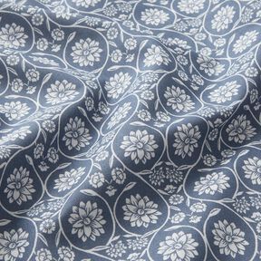 Tissu en coton Cretonne Fleurs et rameaux – gris bleu/blanc, 
