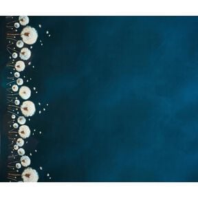 Jersey coton Pissenlits Tissu bordure | Glitzerpüppi – bleu noir/amande, 