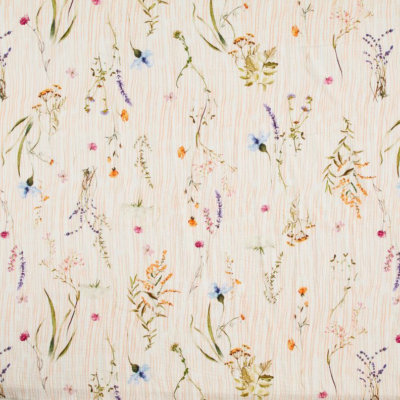 Tissu double gaze de coton Fleurs de printemps – écru/orange pêche,  image number 1