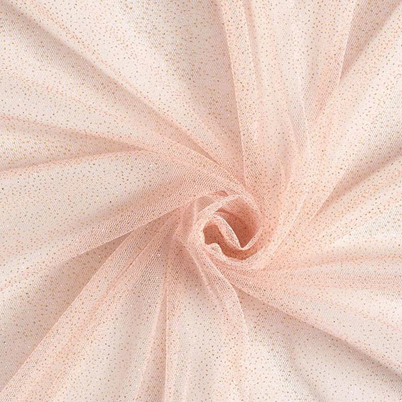 Tissu tulle scintillant – rose clair/or,  image number 1