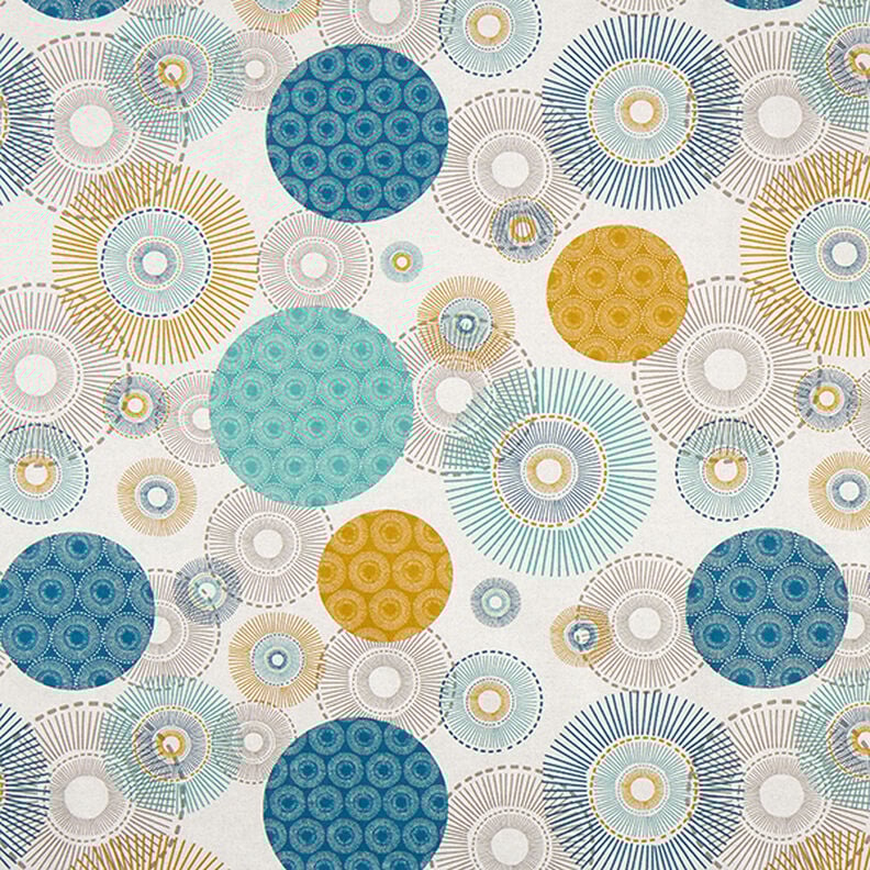Tissu de décoration Semi-panama Cercles – bleu, image number 1
