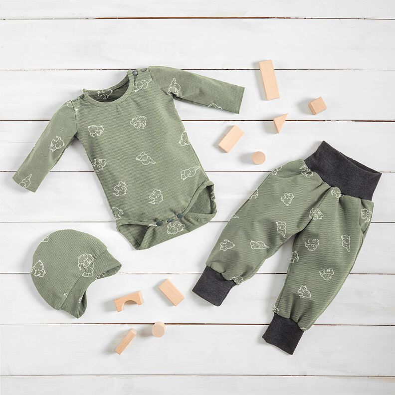 Jersey gaufré Bébés éléphants – greige, image number 7