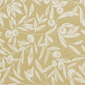Coton enduit Jacquard tissu enduit motif olives – jaune olive/beige clair, 
