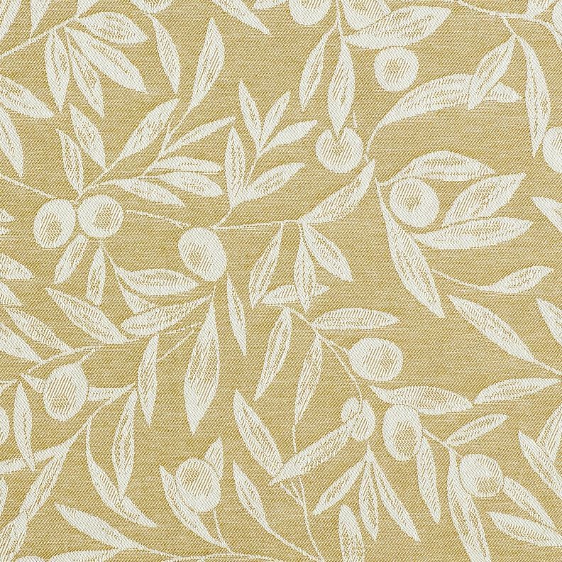 Coton enduit Jacquard tissu enduit motif olives – jaune olive/beige clair,  image number 1