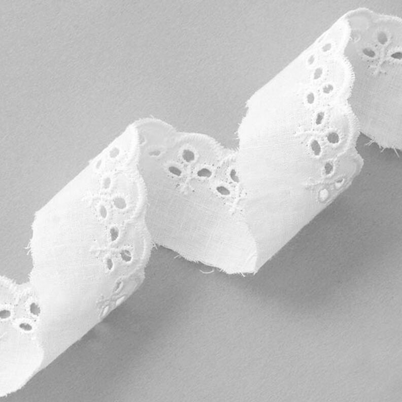 Feston ruban dentelle feuilles [ 30 mm ] – blanc,  image number 1