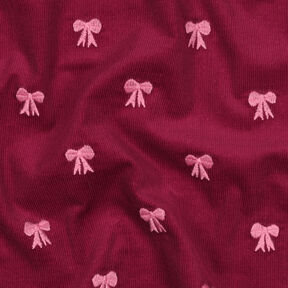 Velours milleraies nœuds brodés | Poppy Fabrics – carmin, 