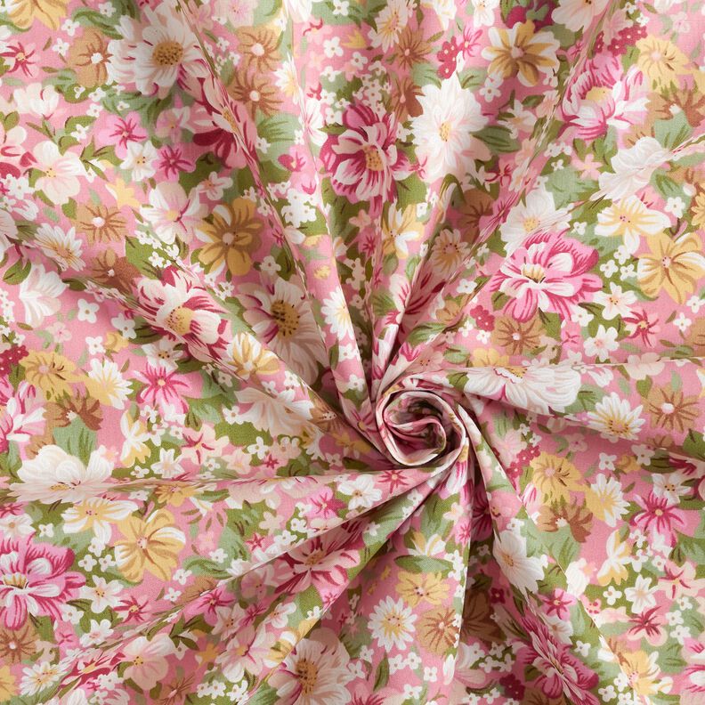 Popeline coton Fleurs romantiques – rose/beige,  image number 3