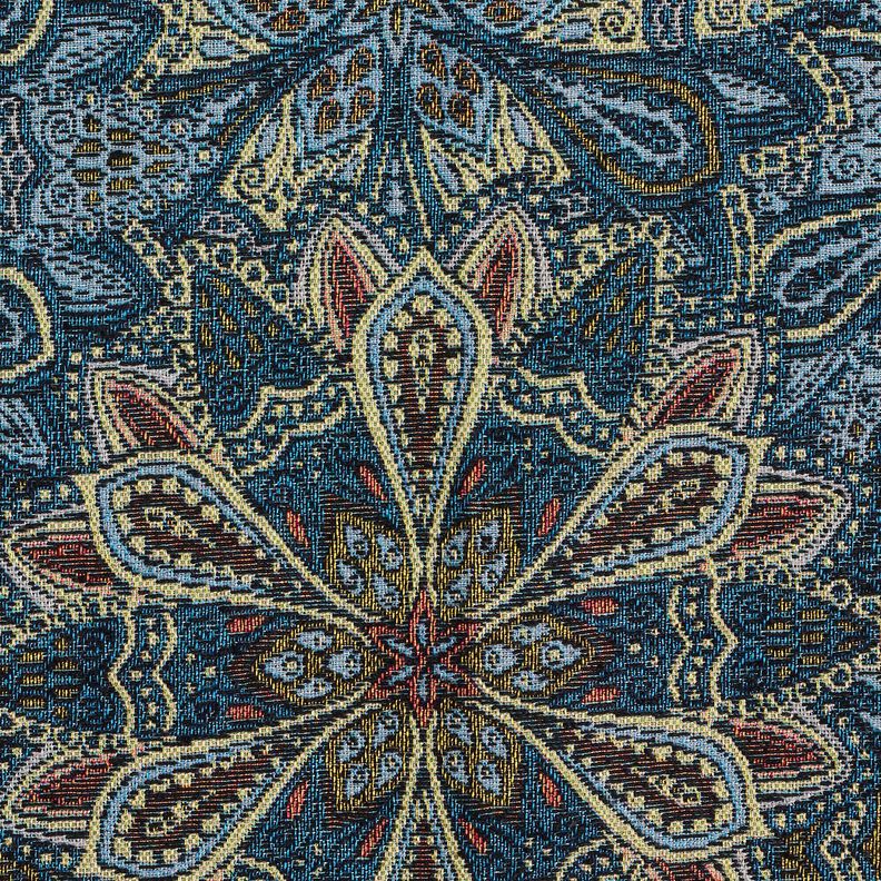 Tissu de décoration Gobelin Mandala Blumen – noir/bleu,  image number 6