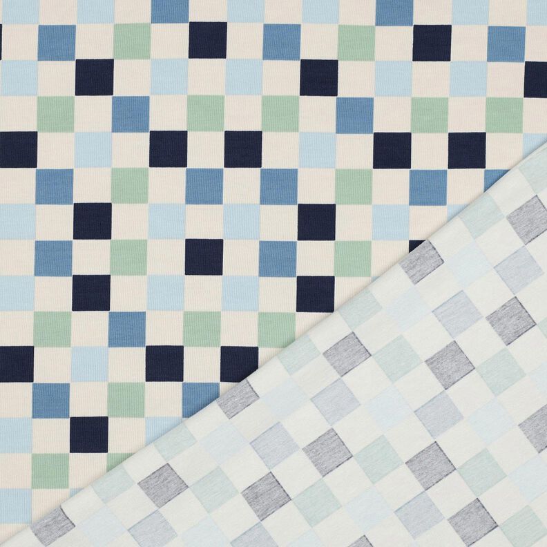 Jersey coton Carreau | Poppy Fabrics – nature/gris bleu,  image number 4