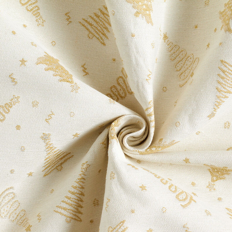 Tissu de décoration Jacquard Lurex Petit sapin – beige clair/or, image number 3