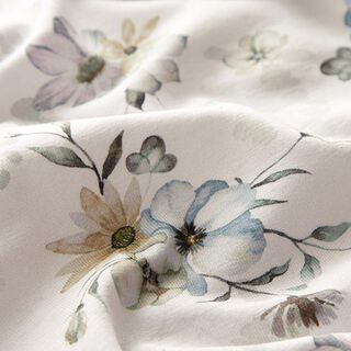 Jersey de coton bio Grandes fleurs aquarelle – gris brume/bleu aqua, 