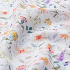Tissu double gaze de coton Prairie fleurie aquarelle Impression numérique | Poppy Fabrics – blanc, 