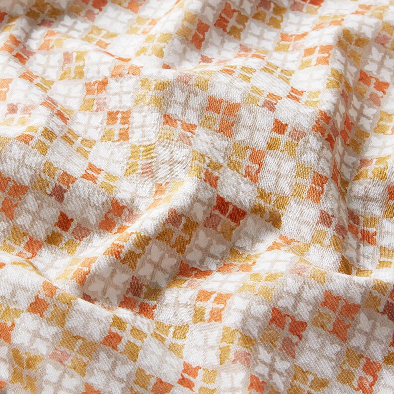 Popeline coton Motif de carrelage oriental Impression numérique – gris brume/cuivre,  image number 2
