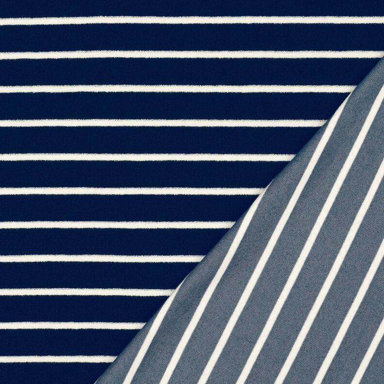 Jersey éponge rayures – bleu nuit/ivoire,  image number 4