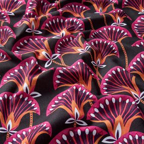 Tissu de décoration Canvas Blumenfächer – noir/rose vif, 
