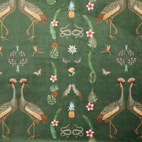 Tissu Palmiers velours Snake – vert foncé/gris, 